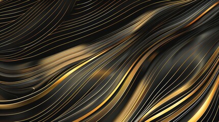 Poster - Vector illustration of golden abstract lines background. Luxury design wallpaper for print, wall art and home decor. Cover and packaging design.