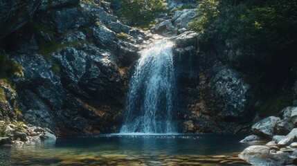 Sticker - Waterfall in the Mountains