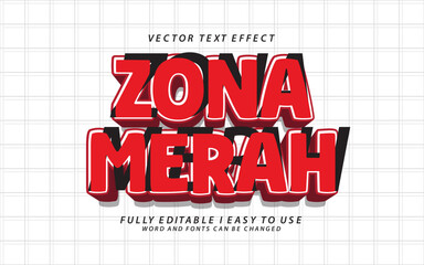 Sticker - 3d editable red zone text effect graphic style template