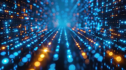 Blue digital binary data screen background