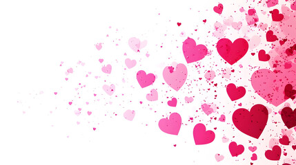 Poster - A vibrant design featuring floating pink hearts on a white background.