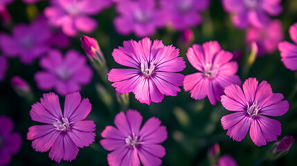 Wall Mural - A vibrant display of pink flowers in a natural setting.