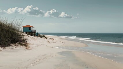 lifeguard stand on the beach generative ai