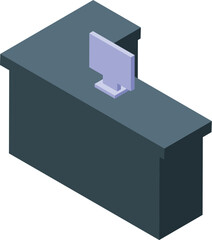 Poster - Reception desk with computer standing in office room