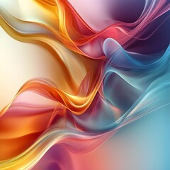 Poster - Vibrant and dynamic abstract image featuring flowing waves of color and smooth gradients creating a sense of motion and energy  The artwork has a contemporary