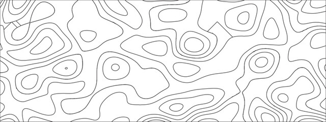 Fototapete - Black and white abstract papercut and multi-layer cutout geometric pattern. Vector Topographic canyon geometric map relief texture. Topographic contour lines map seamless pattern