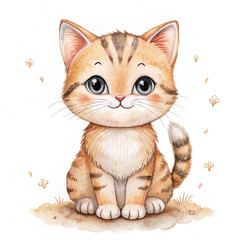 Cute Kitten water colour drawing