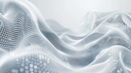 Fototapete - Abstract grey and white background with flowing particles. Future digital technology concept. Vector illustration.