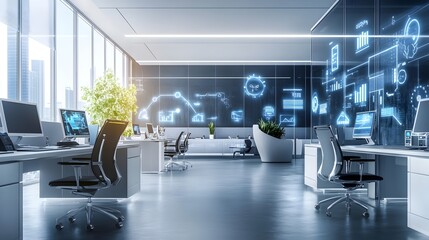Poster - cutting edge iot technology integrating smart desks lighting and security systems to create an effic