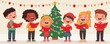© Liffer - A joyful group of children singing carols around a beautifully decorated Christmas tree, celebrating the festive season with laughter.
