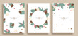 © AmazeinDesign - Merry christmas greetings card vector poster set. Christmas spruce, pine tree branches and wreath leaf decoration elements for xmas card collection. Vector illustration holiday season gift tags.