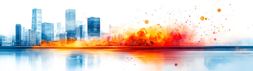 Wall Mural - Technology Services Website Banner with Unique Watercolor Design to Captivate Visitors