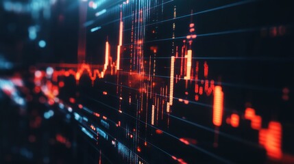 Poster - Abstract Digital Data Visualization with Red and Blue Light Streaks