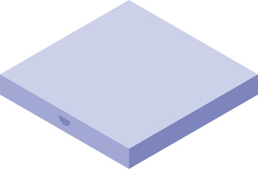 Poster - Closed light purple pizza box laying flat is shown in an isometric view