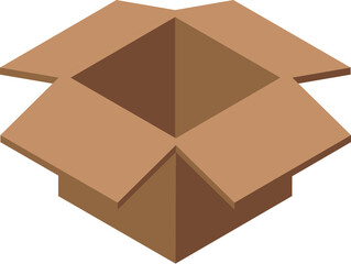 Poster - Open empty cardboard box from an isometric viewpoint