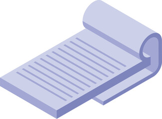 Poster - Isometric icon of a notepad with a curled corner showing lined paper for writing