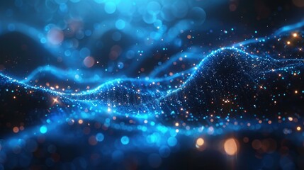 Wall Mural - Abstract Blue and Gold  Particles