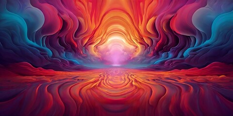 Wall Mural - A colorful,  wallpaper abstract painting of a sunset with a purple sun  wallpaper