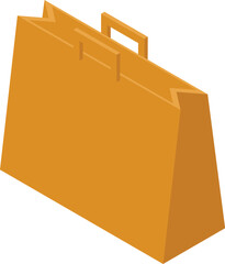 Poster - Simple yellow shopping bag standing with handles, perfect for representing shopping and retail concepts