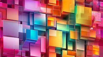 Vibrant geometric seamless pattern with colorful cubes in 3D style. Ideal for modern designs, tech-related products, and dynamic backgrounds.