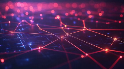 Wall Mural - A futuristic network of data connections with glowing lines and digital effects