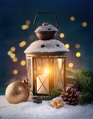 christmas lantern and candle