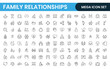 © artnazu - Loving Family Relationships outline modern icon set. editable line icon collection.