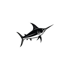 Poster - Broadbills fish sword like snout isolated swordfish monochrome icon.