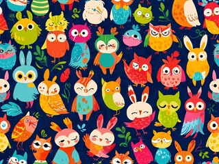 Wall Mural - seamless pattern with birds