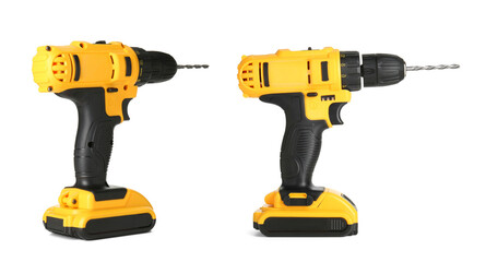 Wall Mural - Cordless drill isolated on white, views from different sides