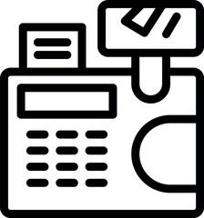 Poster - Line art icon of a credit card being swiped through a pos terminal