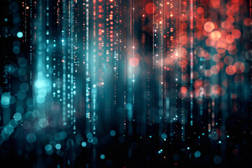 Poster - a visually captivating colorful digital abstract artwork featuring vertical lines of light and bokeh