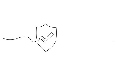 Fototapete - Shield of one continuous line drawn. Security shield drawn in one line. Safety and protection concept. Vector illustration.