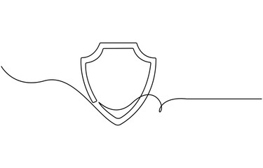 Fototapete - Shield of one continuous line drawn. Security shield drawn in one line. Safety and protection concept. Vector illustration.