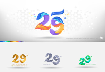 29th Anniversary design logo. Modern colorful style. cheerful number celebration with color variation