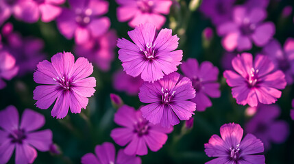 Wall Mural - Close-up of vibrant pink flowers in full bloom.