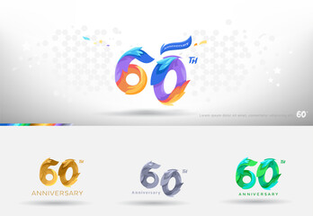 Canvas Print - 60th Anniversary design logo. Modern colorful style. cheerful number celebration with color variation