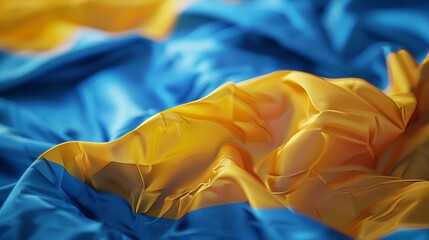 Realistic photo of fluttering ukrainian flag on independence day with blue and yellow stripes