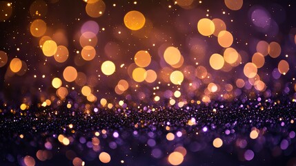 Poster - Abstract bokeh background with gold and purple lights. Perfect for festive occasions or elegant designs.