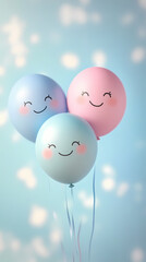 Wall Mural - Colorful balloons with happy expressions, a must-have element for children's parties