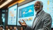 © Salander Studio - elderly afro american man giving a presentation on climate change