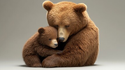 a mother bear hugs her cub. this image depicts the loving bond between a mother and child.