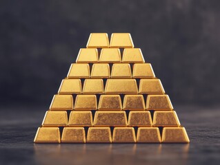 A pyramid made of gold bars, symbolizing the hierarchical distribution of wealth