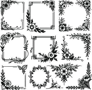 For Decoration And Design Frames In Vintage Style Monochrome Cosmonaut On Solid White Background