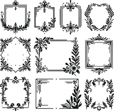 For Decoration And Design Frames In Vintage Style Monochrome Cosmonaut On Solid White Background