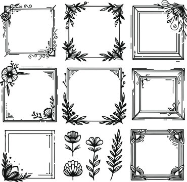 For Decoration And Design Frames In Vintage Style Monochrome Cosmonaut On Solid White Background