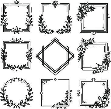For Decoration And Design Frames In Vintage Style Monochrome Cosmonaut On Solid White Background