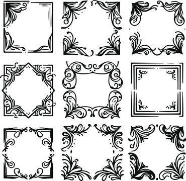 For Decoration And Design Frames In Vintage Style Monochrome Cosmonaut On Solid White Background