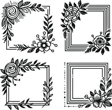 For Decoration And Design Frames In Vintage Style Monochrome Cosmonaut On Solid White Background