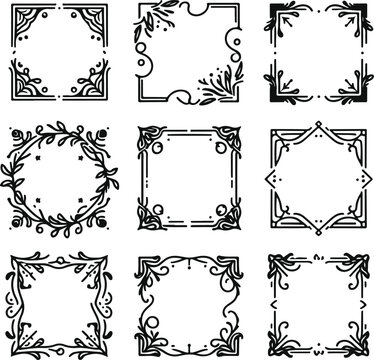 For Decoration And Design Frames In Vintage Style Monochrome Cosmonaut On Solid White Background
